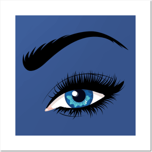 Blue fem eye with long eyelashes Posters and Art